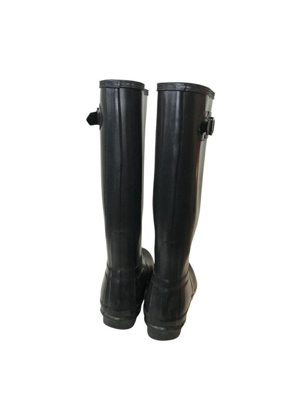 Hunter Black Original Gloss Tall Boots Size 7 - Picture 4 of 6